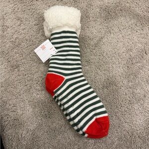 Striped Fuzzy Lined Christmas Socks